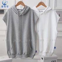 셀럽당 가을 빅 사이즈 후드 탑 여 루즈핏 풀오버 베스트 민소매후드티