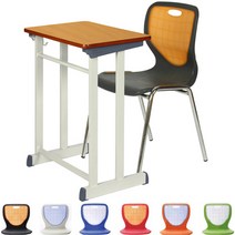 HS기획모델6 학원용책걸상세트 학생용책상 학교 학습용 교육 의자 공부방 유치원 수강용, 검정/오렌지