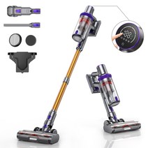 Laresar Elite 3 무선청소기 33000pa 흡입력 /LED터치 스크린, 옐로우+그레이