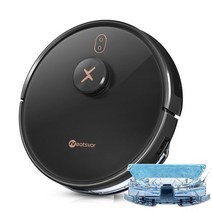 무선물걸레청소기 로봇 회전 가정용 충전식 자동걸레 nicesvor x600pro 6000pa lds 탐색 진공 앱 가상 벽 중단점 청소 청소 영역 그리기 질 세척, 검은색, 영국, 검은색