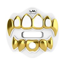 LOUD MOUTH Loudmouth 풋볼 마우스 가드 - 3D 비스트 마우스피스 성인 및 청소년에게 적합 액세서리 (3D 블랙 화이트 이빨), 3d Grillz - Chrome White / Gol