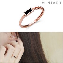 미니아트 [미니아트] 스퀘어 블랙 패션 레이어드 링 반지