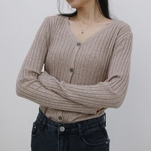 데이프릴 여성용 미엘 베이직 브이넥 골지 티셔츠 니트 가디건