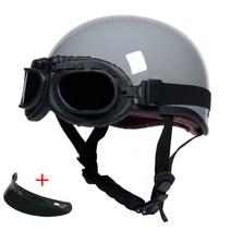 DAYU 다유 빈티지 클래식 오픈페이스 오토바이 헬멧, 시멘트회 할레흑차