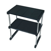 Pyunri 다용도 조립식 2단 선반 블랙/베이지 41cm 60cm, 기본(41cm), 블랙