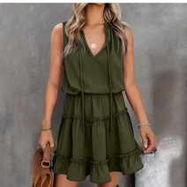 야옹야옹패션 Boho 드레스 여자 2022 캐주얼 블랙 v-목 민소매 Ruffles 미니 드레스 여성을위한 우아한 비치 파티 드레스 가운 Femme, 초록색, 특대호