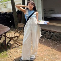 어썸클로젯 배긴블랙스티치 루즈핏 캐주얼 데일리 오버롤 멜빵바지