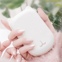 충전용핫팩 충전형손난로 귀여운 고양이 전자핫팩 보조배터리 3600mAh 손나로 USB C타입 충전, 03. 화이트
