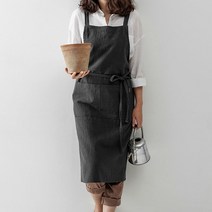 쓰임 마메종 린넨 롱 앞치마 (4color), 핑크