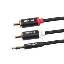 오디오컴퓨터케이블 REXUS-RCA 오디오 케이블 3.5mm 잭 수 2 RCA Aux 홈 시어터 스피커용 면 꼰 와이어 코드 0.5m 1.0m 1.8m 3m, [01] 0.5 m