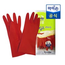 마미손 짧은고무장갑 대형 X1개 10켤레 레드, 1개, 빨강, 대(L)