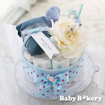 [기저귀케익] 배기팬츠 토핑베어_블루 (출산선물 백일 돌)