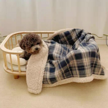 NIUFLY 강아지 이불 반려동물 담요 이불, 블루
