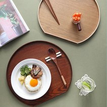 원목쟁반 우드 옻칠 반달트레이 2Color, 1.브라운