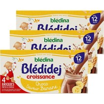 Bledina 블레디나 블레디데이 베이비 밀크 초콜릿 바나나 시리얼 아기 이유식 12개월부터 12 x 250ml 3L