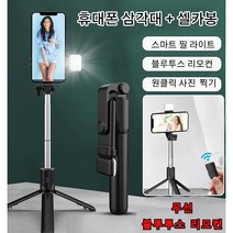 led셀카봉 올인원뷰티플 라이트셀카봉 인스 스타일 다기능 블루투스 필 라이트 셀카봉 스마트 필 라이트/블루투스 리모컨/원클릭 사진 찍기, R1S 핑크(보광등 포함)