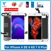 아이폰액정 본체 액정수리 LCD 스크린 아이폰 SE 6G 6S 7 8 플러스 디스플레이 풀 어셈블리 디지타이저 + 전면 카메라 홈 버튼 iPhone 5 5S Ercan 교체용, SE 2016 White