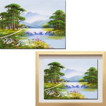 (진품) 그린 진품 생기 풍경화 그림 부자되는 배산임수 산수화 풍경 액자 풍수 유화 그림 현관 거실 사업장 침실 사무실, 16번액자