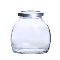 타원 수제청유리병 다용도 유리병, 실버