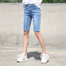 국내생산 커팅 슬림 5부 스판 청반바지 동대문스타일 여자반바지