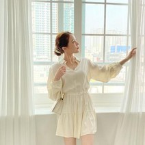 바보사랑 여자 봄 데이트룩 프릴 블라우스 캉캉 미니 원피스.옷자락(무료배송)