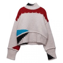 ZARA 컬러 블록 니트 스웨터 하프 터틀넥 05802109050