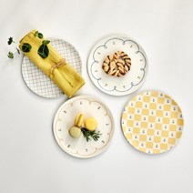 L 패턴 뱀부파이버 원형접시 4P 봄, L 패턴 뱀부파이버접시4P 봄