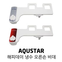 AQUSTAR 아쿠스타 해피데이 기계식 냉수 무전원 슬림 소형 비데 신형, 오른손 냉비데 C-10 실버