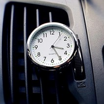 아날로그 차량용 미니 시계 송풍구형 대시보드형 추가건전지, 흰색