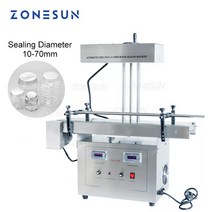 ZONESUN ZS-FK1300 자동 연속 알루미늄 호일 플라스틱 병 씰링 기계 고속 바이알 캡 실러