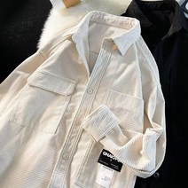 코듀로이 긴팔 셔츠 코트 남 봄 루즈핏 인스 빅사이즈 셔츠 봄가을 빈티지 코디