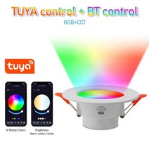 블루투스 호환 다운라이트 Tuya 컬러풀 LED 스포트 램프 오목한 라운드 조명 스마트 홈 조명기구 RGB 조도 조절 가능, [01] RGB CCT