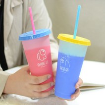 어린이 빨대 텀블러 색깔이 변하는 물통 물컵 초등 캐릭터, 단품, 단품