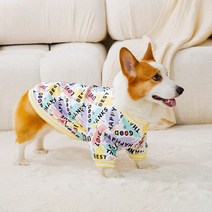 웰시코기옷 가을/겨울용 단어 또는 숫자 디자인 코기 불독 고양이 용 파란색 흰색 두 피트 후드 야외 따뜻, 01 White_03 L(7.5-10kg)