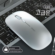 충전식 무선 마우스 무음성 노트북 데스크톱 가정용 사무용 남녀노소 게이밍 마우스, 무선충전대금프리미엄 실버+DPI 조절