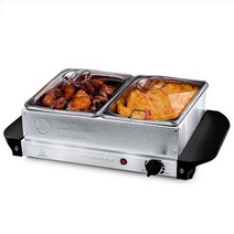 OVENTE 뷔페용기 슬로우쿡 전기 뷔페 서버 온도조절 FW173S, 2 Trays