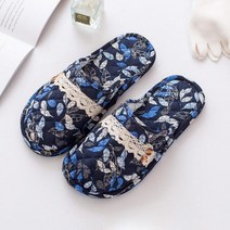 실내화 홈 슬리퍼 여성용 면화 패브릭 패밀리 호텔 신발 꽃 여성 슬라이드 남성 실내 침실 바닥 플랫