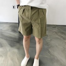 여름 주름 투턱 남자 마린넨 4부 팬츠 반바지
