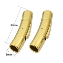 비즈공예 원석 10pcs 스테인레스 스틸 총검 버클 2mm 8mm 구멍 푸시 잠금 레이스 가죽 코드 걸쇠 DIY 팔찌, 09 smooth gold5mm