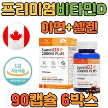 프리미엄 비타민D 2000IU 임산부 필수 영양제 90캡슐 6병 아연 셀렌 하루 한알 캐나다 직수입 권장량 면역력 중년 여성 남성 수험생 청소년 임산부 고함량 추천