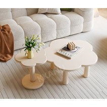 비정형테이블 탁자 소파 거실테이블 조약돌 원형 좌식, 밀크화이트 단품