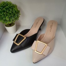 7cm 뮬슬리퍼 여성 리본 뮬 슬리퍼 리본 장식 스틸레토