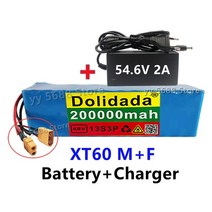 전동킥보드보조배터리 48v200ah 13s3p xt60 48v 리튬 이온 배터리 팩 200ah for 54.6v e-bike 전기 자전거 스쿠터 (bms 포함), xt60m f