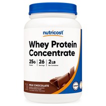 Nutricost 농축 웨이 프로틴 파우더 유청 단백질 2파운드 초콜렛맛 Whey Protein Concentrate Chocolate, 1개