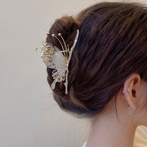 현블러썸 hyunblossom 화려한큐빅날개나비집게핀 나비헤어핀 골드 메탈 실버 나비드롭 화려한 집게핀 올림머리 헤어집게 대형 빅사이즈 장식 드롭 나비 수지