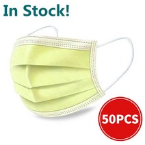 마스크 재고 있음! 일회용 검정색 마스크 3 겹 보호 입 가리개 필터 10/100 개 혼합 색상, 09 50PCS Yellow, 한개옵션1