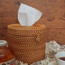 아둥놀이터 라탄 원형 두루마리 롤휴지 케이스, 1개