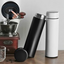 원터치 온도 표시 분유 보온병 텀블러 460ml, 화이트