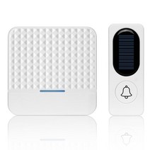 도어벨 초인종 인터폰 최대 300m 장거리 태양광 무선 방수 IP65 초인종 송신기 +, White, 미국