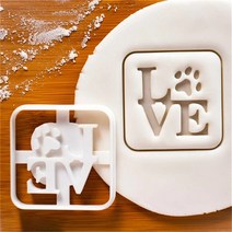 쿠키 커터 할로윈 해골 뇌 기관 쿠키 커터 플라스틱 3D 만화 프레스블 비스킷 스탬프 초콜릿 몰드 케이크, 22 Square Love